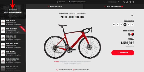 Bike store configurator mtb